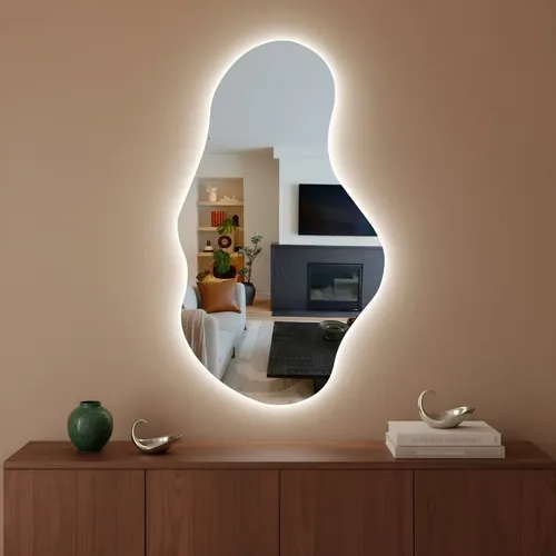 Espejo Con Forma Irregular Con Luz Led Frio O Cálida