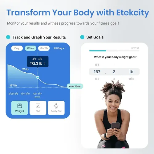 Báscula Digital Etekcity Bluetooth Con Medidor Grasa Corporal Negra