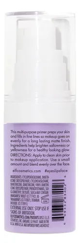 Primer Facial E.l.f. Brightening Lavender Vegano Y Libre De