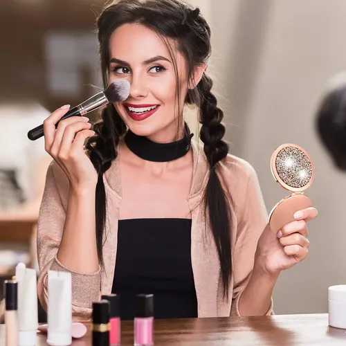Espejo Cosmético Compacto Vicenpal Con Aumento 7 Cm Oro Rosa