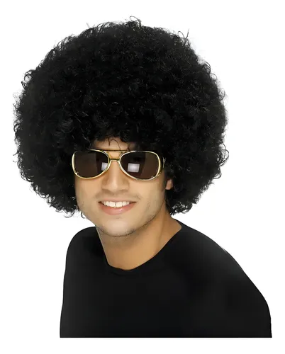 Peluca super afro cotillon carioca cumple Boda 15 Hippie color negro Party Store