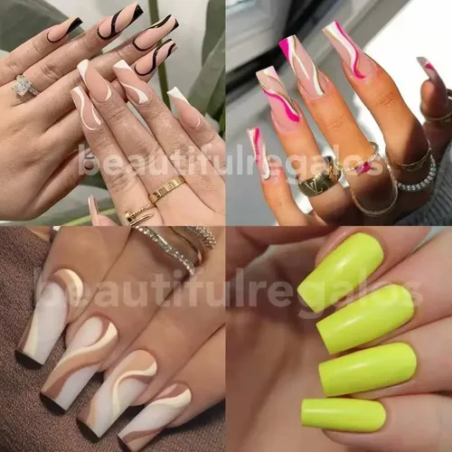 Tips X100 Unidades Uñas Cuadradas Sonrisa Escalon Esculpidas