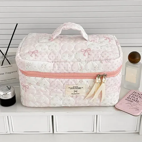 Neceser Floral Para Maquillaje De Algodón Recubierto