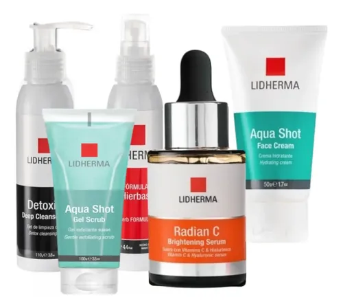 Kit Rutina Facial X5 Piel Normal A Mixta Vitamina C Lidherma