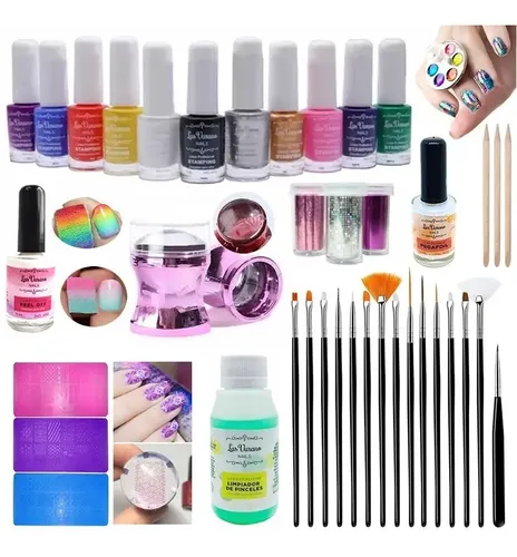Kit De Stamping Sello Silicona Placa Esmaltes Nail Deco Uñas