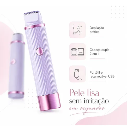 Depiladora Eléctrica Recargable Doble Mujer Morado/rosa