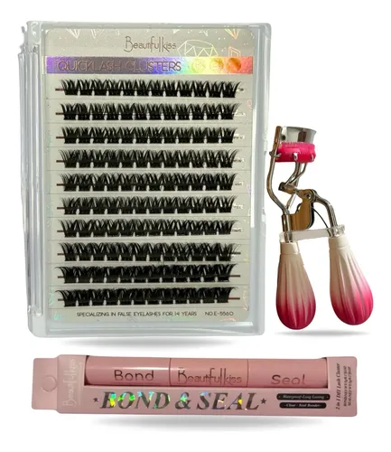 Set Pestaña Postiza Beautifulkiss Adhesivo Sellador Aruqeado