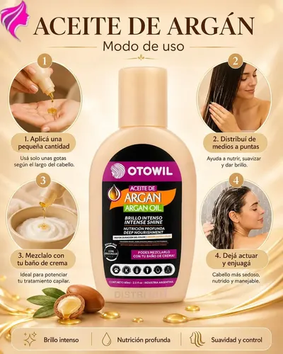 Aceite De Argan Capilar Frasco X6 Unidades X60ml Otowil
