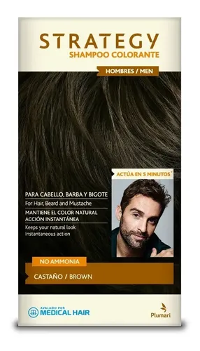 Shampoo Colorante Strategy Men Cabello, Barba Y Bigote 5 Min