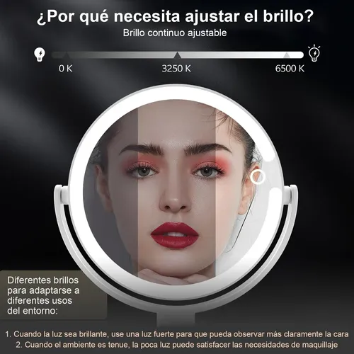 Espejo Cosmético Led Redondo Retráctil Con Doble (xy)
