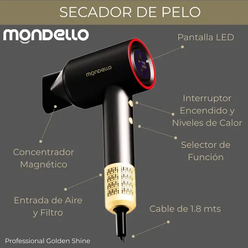 Secador Pelo Profesional Smart Bldc Ion Shine Liss Air Negro