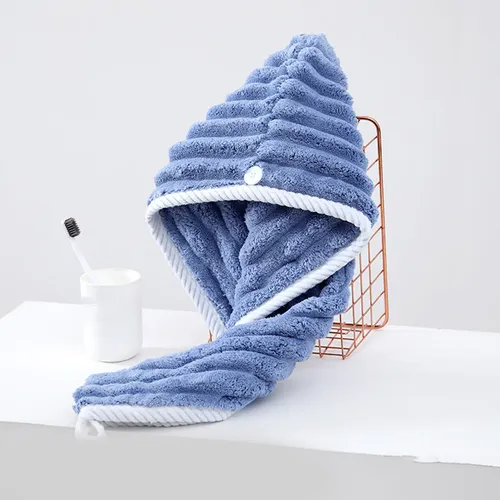 Absorbency Hair Towel Wrap, Dry Hair Turban For Women Blue 6ee419401-bl