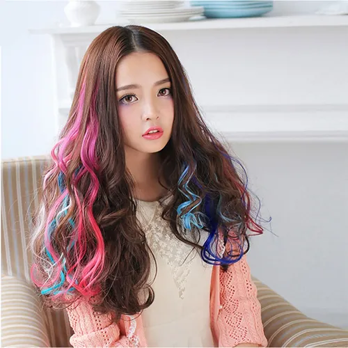 22 Extensiones De Cabello Rizado Con Clip De Colores