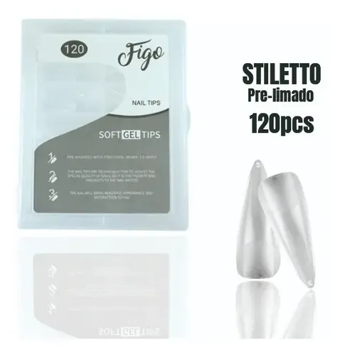 Tips Soft Gel Press On Prelimados Stiletto Figo X120