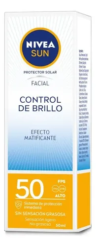 Nivea Sun Protector Solar Control Brillo Efecto Mate 50 Ml