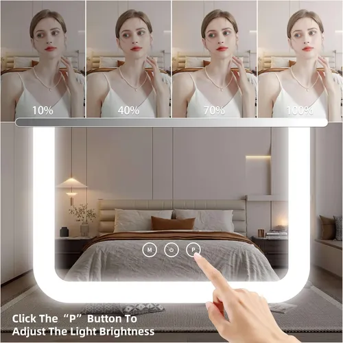Espejo De Maquillaje Con Luz Led Shinerva 33x42cm Dorado