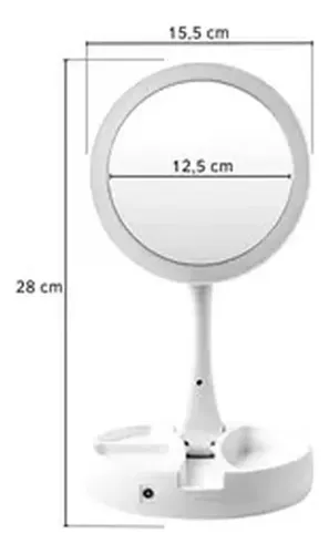 Espejo Con Luz Led Y Tricolor Doble Cara Y Aumento Hytoshy