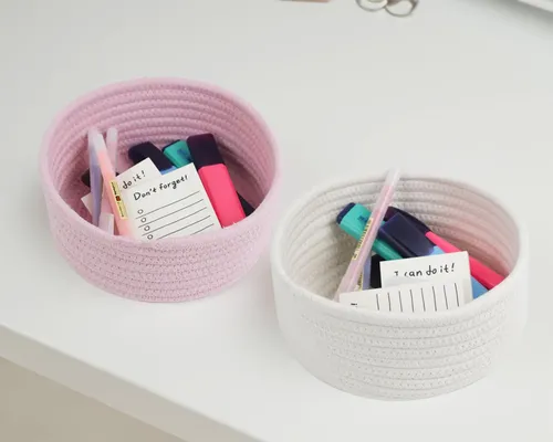 Set X3 Canastos Organizadores De Escritorio Para Cosméticos Blanco