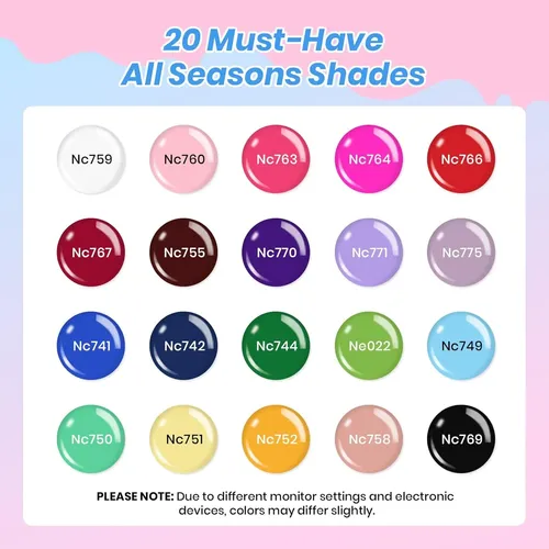 Kit Uñas Gel 20 Colores Luz Uv Base Y Top Coat