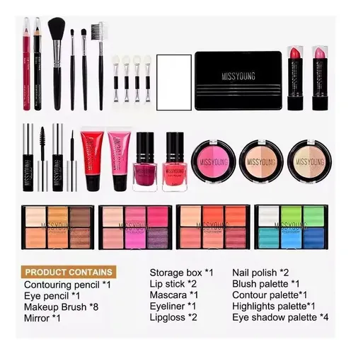 Set De Maquillaje Miss Young Kit De Maquillaje Completo 50pz