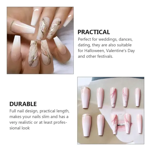 24 Uñas Postizas Decorativas Para Mujer