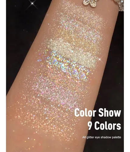 Paleta De Sombra Glitter 9 Colores Wugbc
