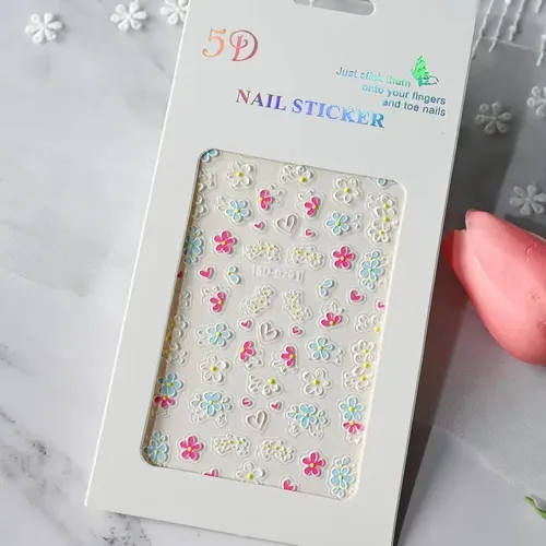 Calcomanías 5d En Relieve Flores Mariposa Arte Uñas