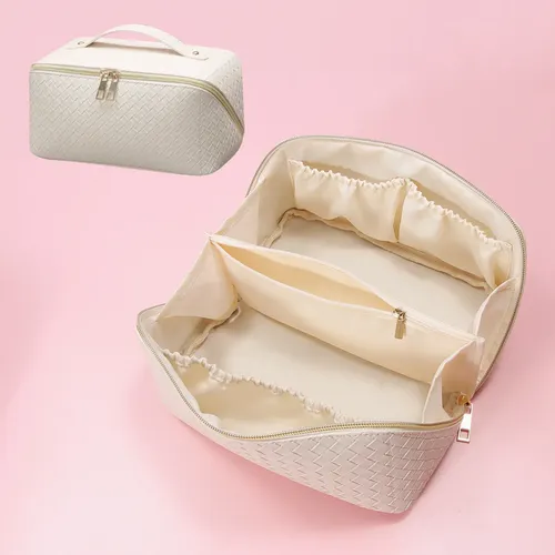 Bolsa Pu Trenzada Impermeable Multifunción Cosméticos Aseo