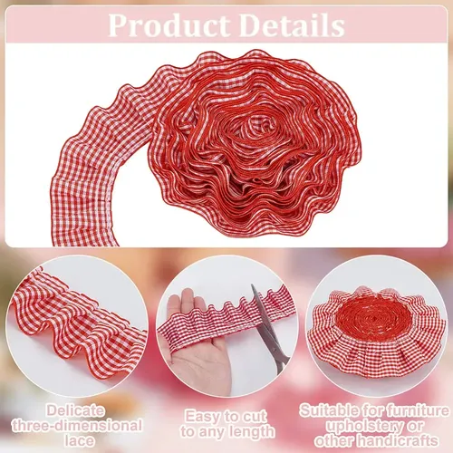 Cinta De Poliéster 10ms Accesorios Para Ropa Color Cereza Cerise Gingham