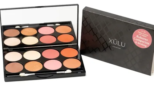 Paleta Iluminadores Strobing y Rubores Xúlu Cosméticos Z488 8 Tonos