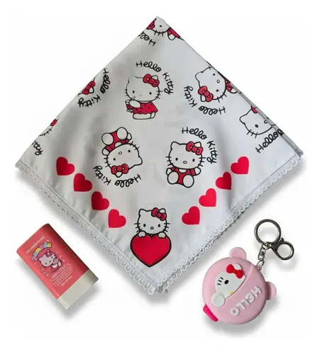 Kit Gatito Kitty Cera Pelo Cepillo De Llavero Pañuelobandana
