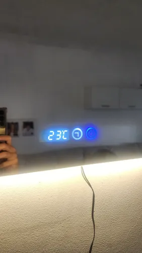 Espejo Redondo Con Luz Led Y Reloj Digital Para Baño