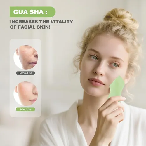 Set 2 Gua Sha Airogym Jade Masajeador Facial Corporal Verde