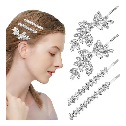 Pinzas Para El Pelo De Novia Con Diamantes De Imitación, 4 U