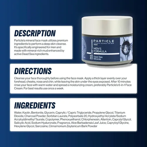 Mascarilla Facial Mineral Para Hombres 100 Ml