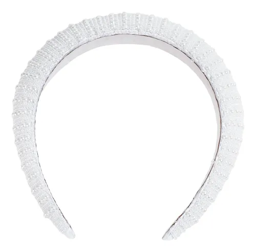 Vincha Perlas Ancha Blanca Coquette Accesorios Pelo