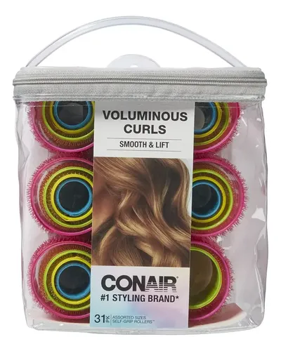 Rulo Para Cabello Conair Voluminous Curls Tamaño Asorted Sizes Color Rosa Chicle – Pack X 31 Unidades