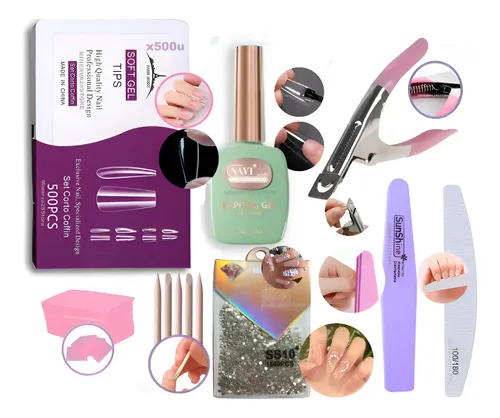 Kit Tips Soft Gel Cortas Caja X500u, Kapping Gel, Lima Uñas