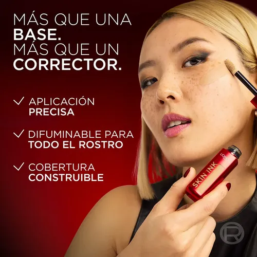 L’Oréal Paris Infallible Skin Ink Base de Maquillaje y Corrector 2 en 1, Acabado Mate, Larga Duración Hasta por 48h, Resistente a Transferencias, Tono 100