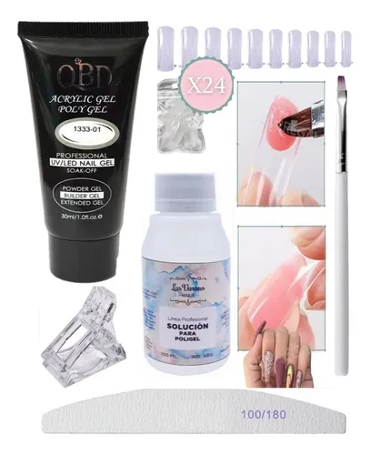 Kit Para Polygel Pincel Solucion Capsula Dual Completo