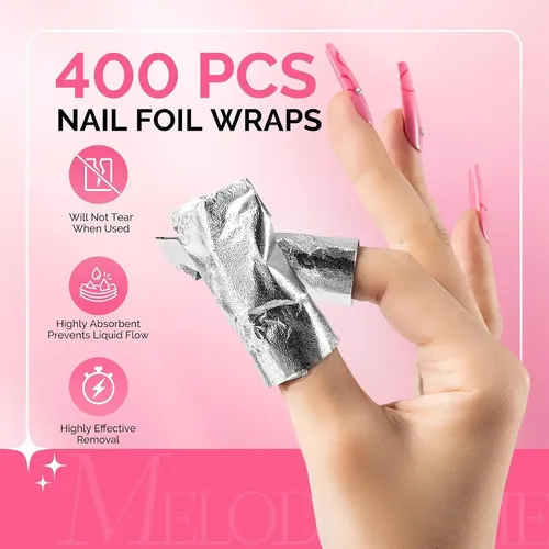 Melodysusie Foil Nail Wraps 400 Piezas