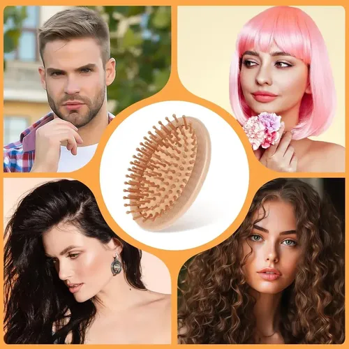 A Cepillo De Cabello De Bambú Mini Sin Mango **