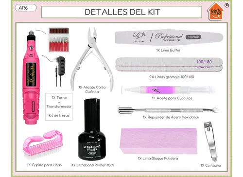 Kit Preparación Uñas Gelificadas Manicura Inicial Completo