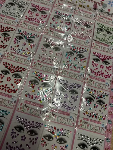 20 Strass Autoadhesivas Gemas Rostro Cuerpo Deco Multicolor