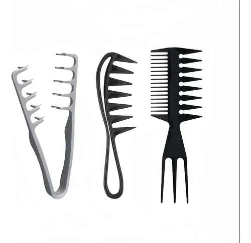 Set 3 Peines Profesionales Barbería Peluquería Negro