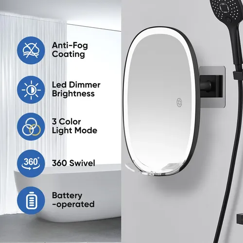 Ducha Resistente Al Agua Con Luz Led Sin Niebla Cosmirror