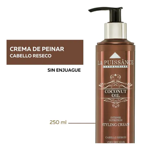 La Puissance Crema Para Peinar Coconut Oil Nutritiva X250ml