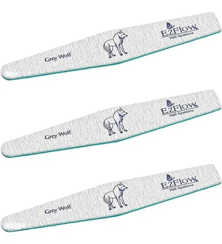 EzFlow Lima de Uñas Gris Grano 180 Centro Reforzado Pack 3 Herramienta Profesional