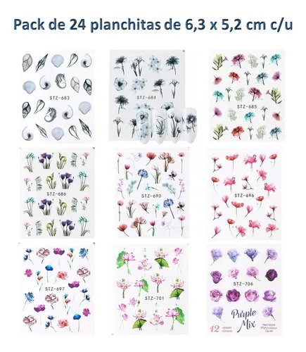 Pack De Stickers Al Agua Para Uñas – Water Decals Nail Art