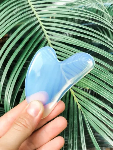 Piedra Gua Sha Masaje Facial Vidrio Opalina Natural